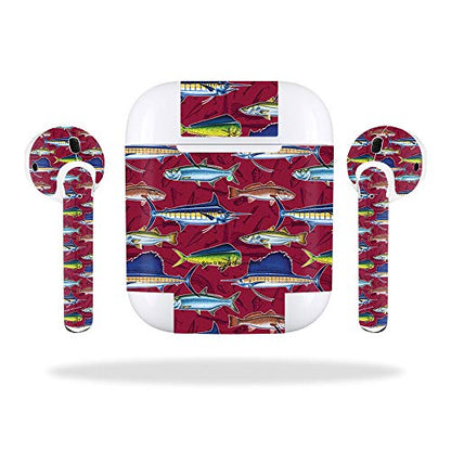 MightySkins Skin Compatible with Apple AirPods 2 (2019) - Saltwater Collage | Protective, Durable, and Unique Vinyl Decal wrap Cover | Easy to Apply, Remove, and Change Styles | Made in The USA - color: Saltwater Collage