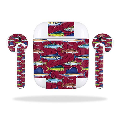 MightySkins Skin Compatible with Apple AirPods 2 (2019) - Saltwater Collage | Protective, Durable, and Unique Vinyl Decal wrap Cover | Easy to Apply, Remove, and Change Styles | Made in The USA - color: Saltwater Collage