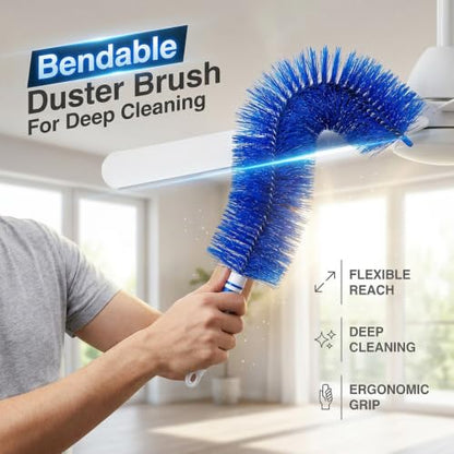 Fan Cleaning Brush, 2026 New Bendable Microfiber Head Dusting Brushes, Reusable Fan Cleaner Brush Dust Remover for Electric Fans, Air Conditioning, Car Vents and Blind，Blue：48cm - color: Blue, size: 48cm