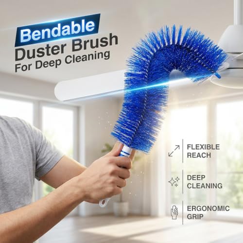 Fan Cleaning Brush, 2026 New Bendable Microfiber Head Dusting Brushes, Reusable Fan Cleaner Brush Dust Remover for Electric Fans, Air Conditioning, Car Vents and Blind，Grey：48cm - color: Gray, size: 48cm