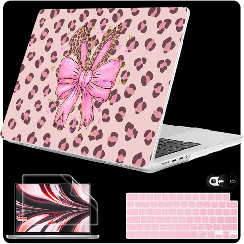 Mektron Case for M5 MacBook Pro 14 inch 2026 Model A3427 A3426 Fit 2025-2021 Model A3434 A3112 M4 A3112 A3401 A3185 M3 A2918 A2992 M2 A2779 M1 A2442 Cover, Cute Cheetah Bows - color: Cute Cheetah Bows