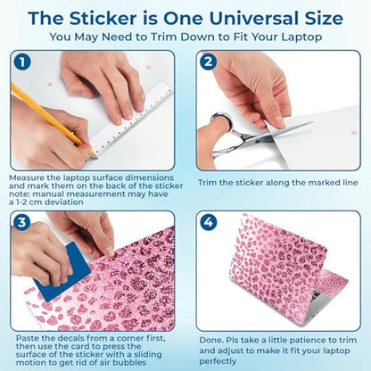 Reusable Universal Laptop Skin Sticker, Cut to Fit for 11.6–15.6 Inch Laptops, Waterproof Protective Film, No-Residue - Pink Leopard - color: Pink Leopard