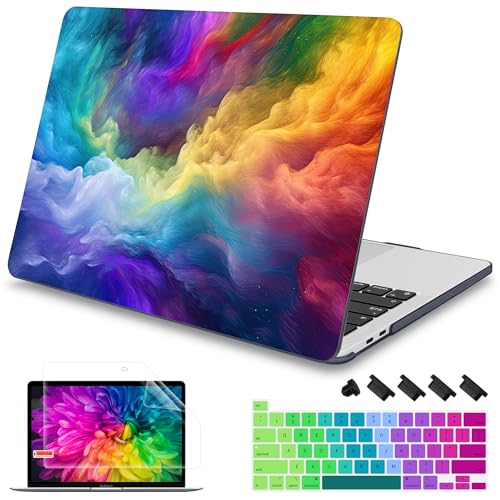 Mektron Case for MacBook Pro 16 Inch A2141 Cover 2019 Release 16" with Liquid Retina Display/Touch ID, Plastic Hard Shell with Keyboard Skin & Screen Protector & Dust Plug, Rainbow Cosmic - color: Rainbow Cosmic