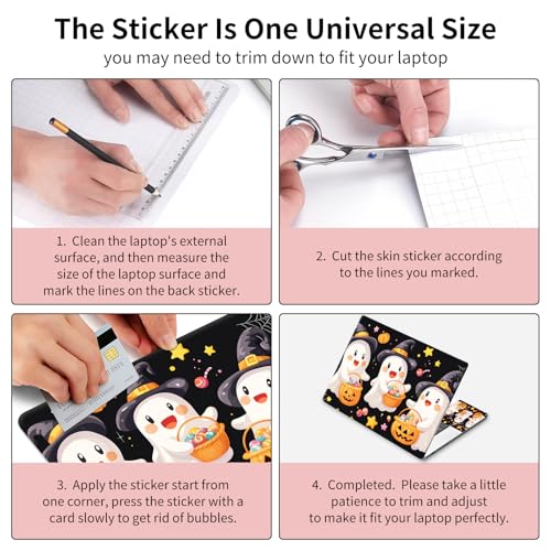 15.6 Inch Laptop Skin Sticker, Reusable Vinyl Cover Protector with 2 Wrist Pad Skins, Removable Waterproof Scratch-Resistant for 12-15.6 Inch Laptop Notebook,Cute Witches Wearing Wi - color: Cute Witches Wearing Wi