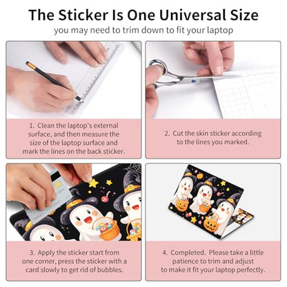 15.6 Inch Laptop Skin Sticker, Reusable Vinyl Cover Protector with 2 Wrist Pad Skins, Removable Waterproof Scratch-Resistant for 12-15.6 Inch Laptop Notebook,Cute Witches Wearing Wi - color: Cute Witches Wearing Wi