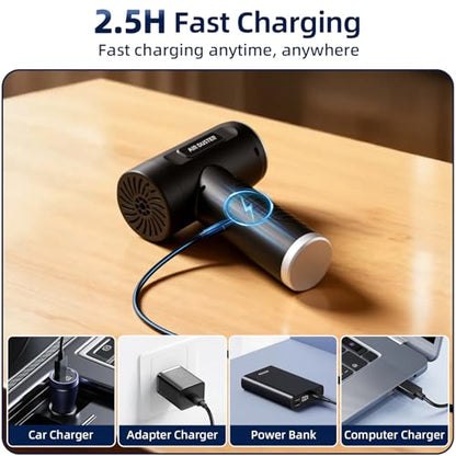 Compressed Air Duster, 100000RPM Super Power Electric Air Duster with LED Light, 3-Gear Adjustable Rechargeable Cordless Air Blower for Keyboard Car House Electric Devices Cleaning Outdoor