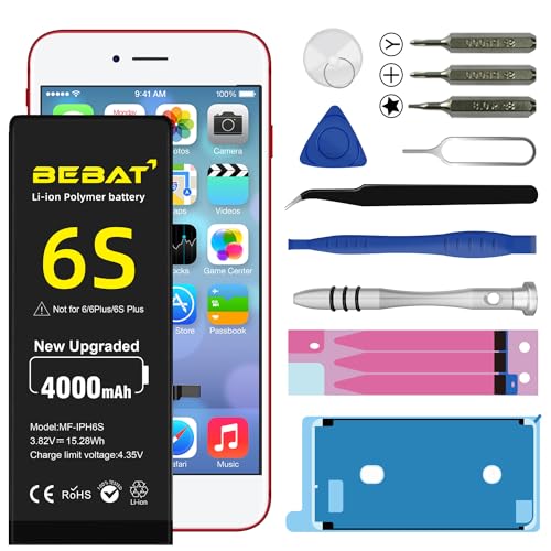 Replacement for iPhone 6S Battery,4000mAh High Capacity Li-ion Polymer Replacement Battery for Model A1633 A1688 A1700 with Complete Professional Repair Tool