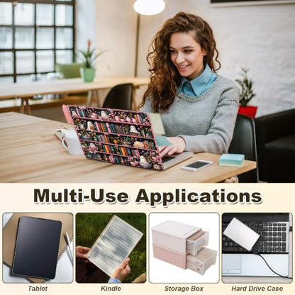 Universal Laptop Skin Sticker Decal 11-15.6 Inches, Cute Ghost Bookshelf | Reusable Vinyl Sticker for 12.1 13 13.3 14 15.4 Inches Notebook PC, Scratch Resistant Waterproof, Easy to Trim & Apply - color: Cute Ghost Bookshelf