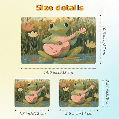 Universal Laptop Skin Sticker with 2 Wrist Pad Decals, 3-Piece Removable Vinyl Laptop Cover, Frog Guitar Waterproof Anti-Scratch, Easy-Trim Fit for 13.3" 14" 15.6" Laptops - color: Frog Guitar