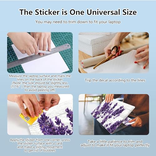Universal Laptop Skin Sticker with 2 Wrist Pad Skins, Waterproof Scratch Resistant Vinyl Laptop Cover Decal, Cut to Fit for 11–15.6 Inch MacBook HP Dell Lenovo, Purple Lavender - color: Purple Lavender