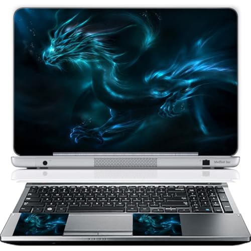 11.6 12 Inch Laptop Skin Sticker Cover Premium Sticker Cover Art Decal Decorative (Included 2 Wrsit Pad Skins) - Blue Dragon - color: Blue Dragon, size: 12 Inch