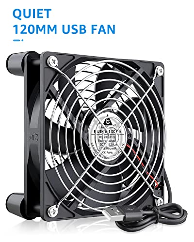 GDSTIME 120mm USB Computer Fan w/L/M/H Speed Controller, DC 5V USB Powered | 3 Adjustable Speeds, for Receiver DVR PlayStation Xbox Computer Cabinet Cooling - size: Grill-120mm USB Fan