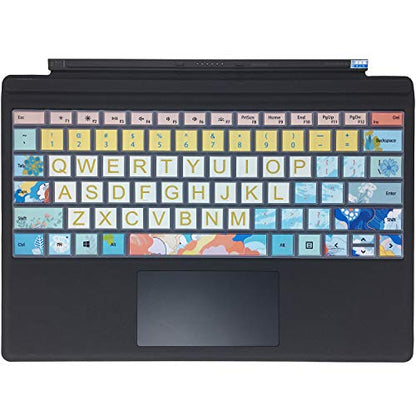 Keyboard Cover Skin for Microsoft Surface Pro 7/6/5, Silicon Protector with Big Letter Design, US Layout, Litter Flowers - color: Litter Flowers