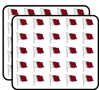 Qatar Waving World Flag Decorative Scrapbooking Sticker Waterproof Vinyl Stickers for Water Bottle, Laptop & Phone Case – 50 Pack