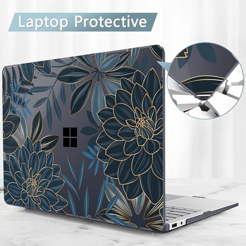 Mektron Printed Case for 2025 Microsoft Surface Laptop Windows 11 Copilot+ PC Surface Laptop 13 inch Touchscreen Display Cover Fits Model 2095, Dahlia Flower C035 - color: Dahlia Flower C035