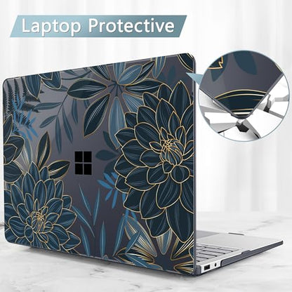 Mektron Printed Case for 2025 Microsoft Surface Laptop Windows 11 Copilot+ PC Surface Laptop 13 inch Touchscreen Display Cover Fits Model 2095, Dahlia Flower C035 - color: Dahlia Flower C035