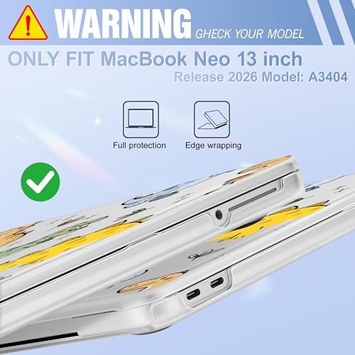 May Chen for MacBook Neo Case 13 inch 2026 | 100% Match Official Color | Pattern Printing, Anti-Crack & Scratch & Fingerprint | Protective Hard Shell Cases Laptop Model A3404 - Dinosaurs Cartoon - color: Dinosaurs cartoon