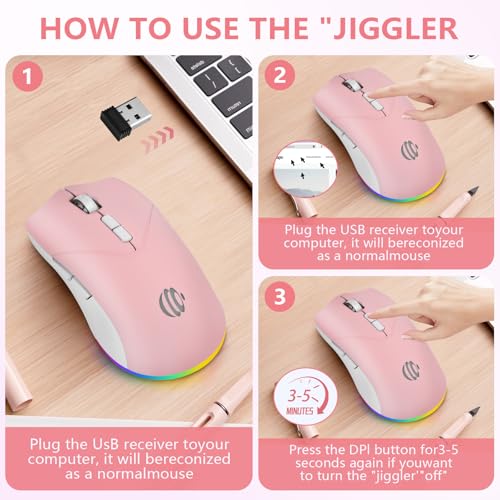 Wireless Bluetooth Mouse, Rechargeable Mouse, LED Silent Dual Mode(Bluetooth 5.2 and 2.4G) Wireless Mouse for Laptop, PC, Mac，ipad，Wide Compatibility– RGB, Ergonomic, Portable,3-Level 1600 DPI.