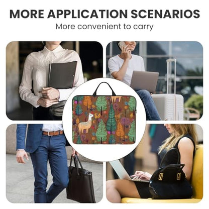 14 inch Laptop Sleeve with Handle Shockproof Laptop Bag Waterproof Computer Cover Bag Alpaca in The Forest Briefcase