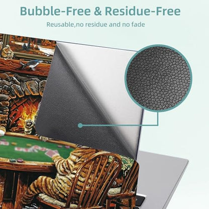 Universal Laptop Skin Decal, 3-Piece Vinyl Protector for 12 13 14 15.6" Notebook, Waterproof Anti-Scratch, Easy Trim & Bubble-Free Finish, Group of Cats Playing Poker - color: Group of Cats Playing Poker