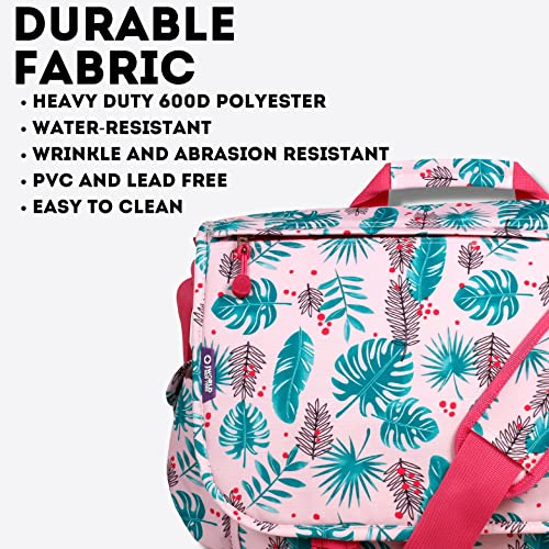 J World New York Thomas Laptop Messenger Bag for Women & Men. Kids Computer Bookbag - color: Palm Leaves
