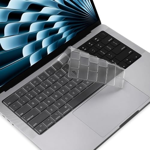 ProElife Keyboard Cover Skin for 2026 2025 MacBook Air 13.6 inch 15.3 inch M5/M4 Chip A3448 A3449 A3240 Accessory (U.S Enter) Ultra Thin TPU Protector for Air 13'' 15'' M5/M4 2026 (Transparent)