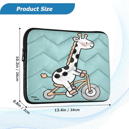Sweet Giraffe Bike Padded Laptop Sleeve Case 13 Inch Soft Quilted Laptop Bag Waterproof Computer Sleeves - color: Sweet Giraffe Bike, size: Medium