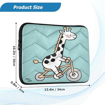 Sweet Giraffe Bike Padded Laptop Sleeve Case 13 Inch Soft Quilted Laptop Bag Waterproof Computer Sleeves - color: Sweet Giraffe Bike, size: Medium