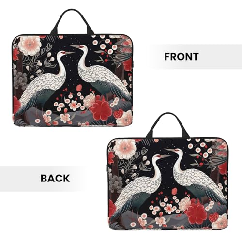 14 Inch Laptop Sleeve Case Waterproof Lightweight Laptop Case Bag Flying Birds Crane Heron Travel Laptop Bag With Handle Briefcase Messenger Bag For Women Men