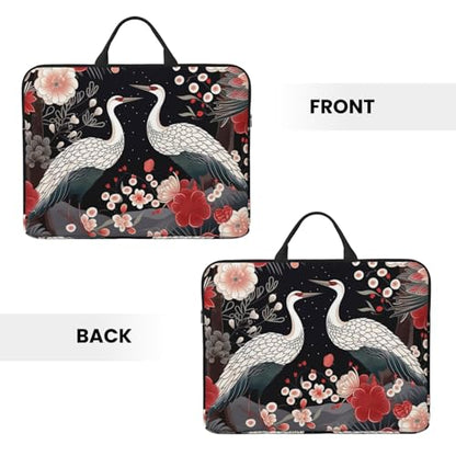 14 Inch Laptop Sleeve Case Waterproof Lightweight Laptop Case Bag Flying Birds Crane Heron Travel Laptop Bag With Handle Briefcase Messenger Bag For Women Men