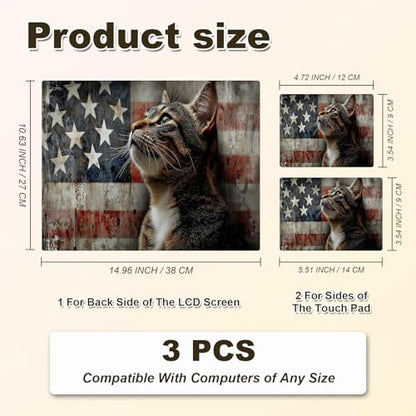 Universal Laptop Skin Sticker, 11-15.6 Inch Reusable Vinyl Laptop Skin Decal, Scratch Resistant Waterproof Cover, Easy to Trim & Apply, American Flag Cat - color: American Flag Cat