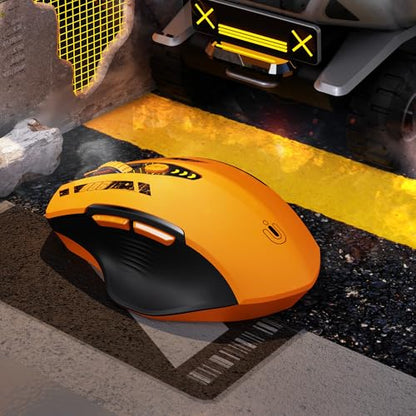 Uineer Bluetooth Mouse, Tri-Mode Wireless, Rechargeable, 3-Device Switch | Dual Bluetooth plus 2.4G connectivity, 3-device switching and a visible rechargeable battery level. - color: Yellow Black