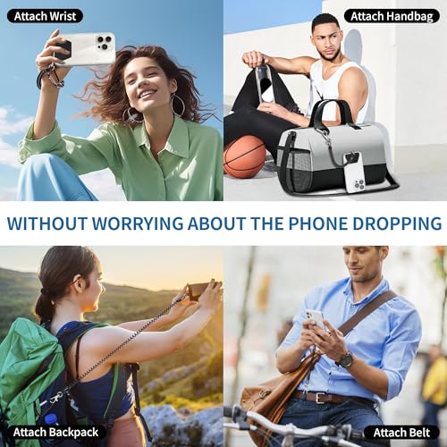 Doormoon Phone Lanyard Tether with 4 TPU Patch, Cell Phone Lanyard with 2 Phone Tether, 4 TPU Patch for Outdoor Hiking Climbing - color: Blackblack-tpu Patch