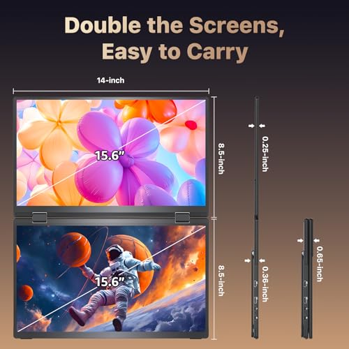 kksmart Portable Monitor for Laptop MacBook Surface PC Xbox PS5, Travel Monitor Second Screen for Laptop, HDMI USB-C VESA Compatible Built-in Speaker, 15.6in - size: 15.6in