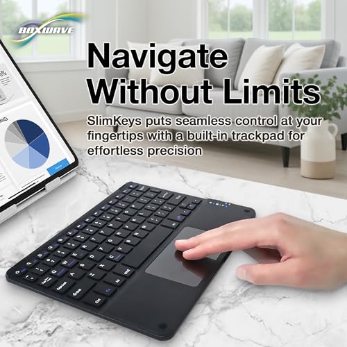 BoxWave Keyboard Compatible with Xiaomi Black Shark 5 Pro - SlimKeys Bluetooth Keyboard with Trackpad, Portable Slim TouchPad - Jet Black
