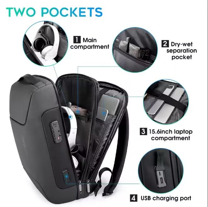 BANGE Tech Laptop Backpack for Men and Women - color: Black