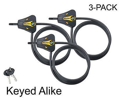 Master Lock - Keyed Alike Trail Camera Python Adjustable Cable Locks w/6 Keys, 8419KA-3 - size: 3 Pack