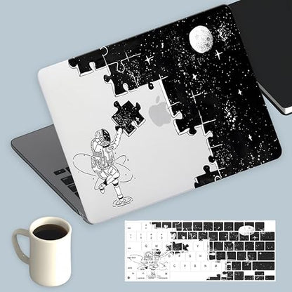 Compatible for MacBook Pro 14 Inch Case 2025-2021 M4 M3 M2 M1 Pro/Max Chip A3112 A3185 A3401 A2918 A2992 A2779 A2442, Cute Aesthetic Plastic Hard Shell & Keyboard Cover, Space Puzzle - color: 00 Space Puzzle