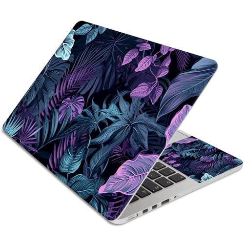 Laptop Skin Sticker 3-Piece Set,Colorful Tropical Plannt | Trim-to-fit 3-piece vinyl set with one 15 x 10.6 in lid skin and two palm-rest decals for many 12-15.6 in laptops - color: Colorful Tropical Plannt