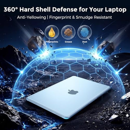 MOSISO Compatible with MacBook Air 13 inch Case M5 2026 M4 M3 M2 2025-2022 | A3449 A3240 A3113 A2681, Scratch-Resistant Shock-Absorbent Reinforced Hard Shell Cover for MacBook Air 13.6 Case, Sky Blue - color: Sky Blue