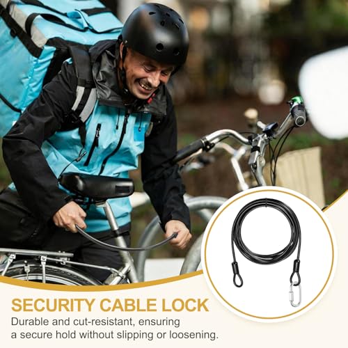 PATIKIL Security Cable Lock (5/32" Dia 8.2ft, Black)(5 Set) Vinyl Coated 304 Stainless Steel Double Loop Flexible Wire Rope Safety Cable with Quick Links Locking Connectors - color: Black, size: 5/32" x 8.2ft