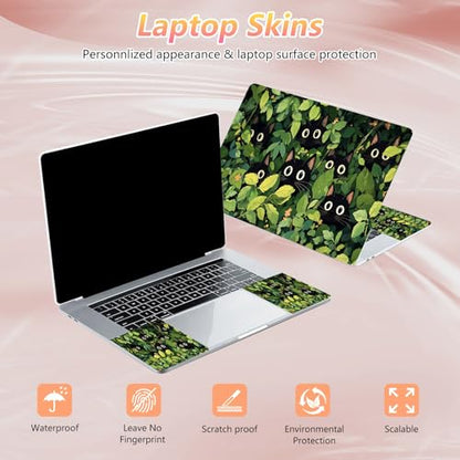 Laptop Skin Sticker Decal 12" 13" 13.3" 14" 15" 15.6",Waterproof Scratch Resistant Vinyl,Reusable Easy to Apply,for MacBook HP Dell Notebooks Netbooks Laptop,2 Wrist Pads,Cat Plant - color: Cat Plant