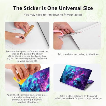 Laptop Skin Sticker Decal, Universal Reusable Vinyl Laptop Cover for 12" 13" 13.3" 14" 15" 15.4" 15.6" Notebook PC, Waterproof Scratch-Resistant with 2 Wrist Pads, Easy to Apply & Remove,Art Skulls - color: Art Skulls