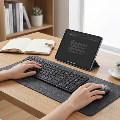 Foldable Keyboard and Mouse Combo, BT5.1 Full Size with Number Pad, 81 Keys, USB C Rechargeable, Scissor Switch, for Smartphone Laptop Tablet