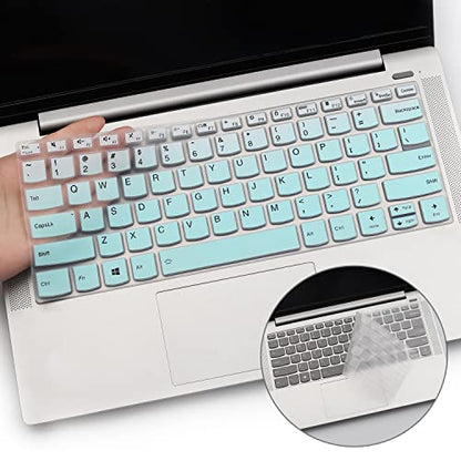 2 Pack Keyboard Cover for Lenovo Flex 5 14" 2-in-1 Laptop/Lenovo Yoga 5i 7i 9i 14 /IdeaPad Flex 5 5i 14 /deaPad Slim 5i 7 14 /Idepad S540 14 inch/ThinkBook 14s Yoga 14" Lapotp Protector Skin - color: MGreen+Clear