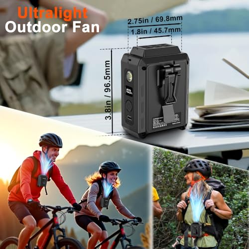 CAZOKASI Personal Waist Clip Fan Rechargeable Wearable Hand Free Wearable Cooler Fan for Traveling Working Outdoor Office (5000mAh / Black) - size: 5000mAh / Black