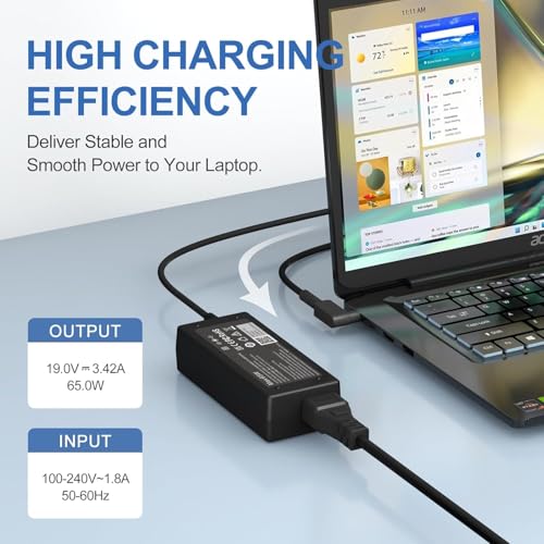 65W 3.0 * 1.1mm N20C5 N20C4 N19H2 N22C6 N23H1 Laptop Charger Compatible with Acer Aspire 5 A515-55 A515 - color: Dark black