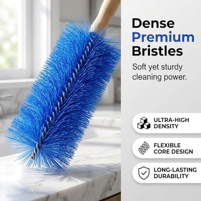 Fan Cleaning Brush, 2026 New Bendable Microfiber Head Dusting Brushes, Reusable Fan Cleaner Brush Dust Remover for Electric Fans, Air Conditioning, Car Vents and Blind，Blue：43cm - color: Blue, size: 43cm