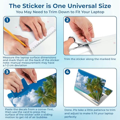 Reusable Universal Laptop Skin Sticker, Cut to Fit for 11.6–15.6 Inch Laptops, Waterproof Protective Film, No-Residue - Tropical Beach - color: Tropical Beach