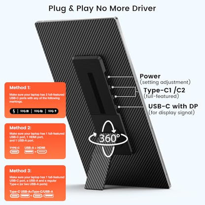 15.6" Laptop Screen Extender, 1080P FHD Laptop Monitor Extender with 120% sRGB, 235°Rotation Detachable Dual Monitor, Plug & Play, Triple Screen Compatible with Windows, Mac, Chrome